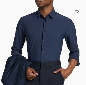 A|X Armani Exchange Deep Navy Blue Mens Button Up Long Sleeve Dress Shirt